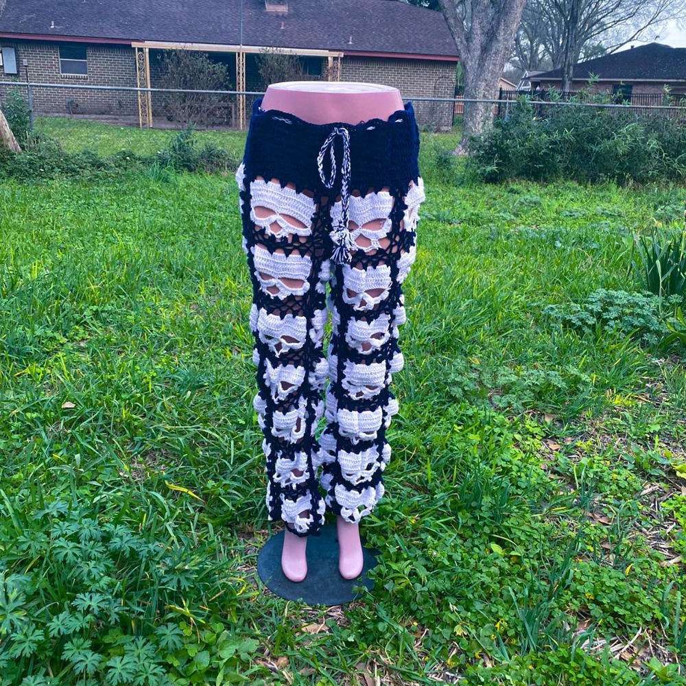 Handmade crochet happy skull